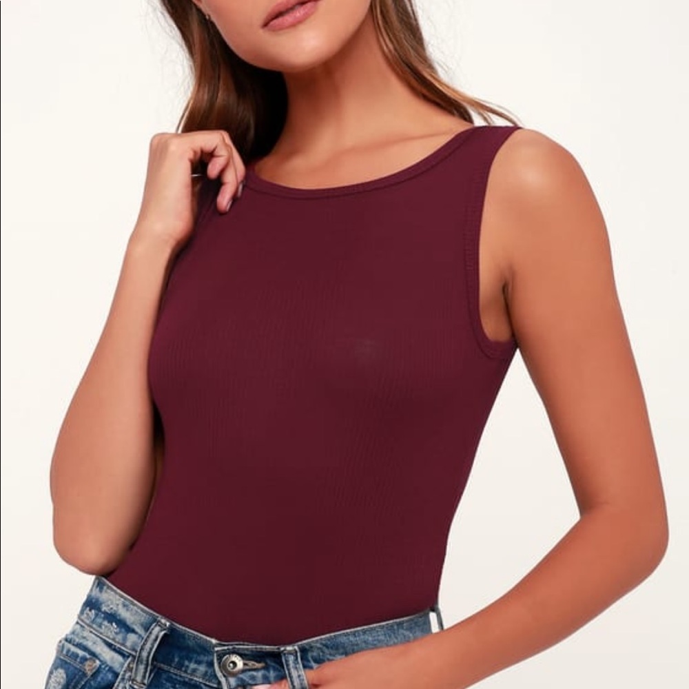 Lulu’s Burgundy Ribbed Bodysuit